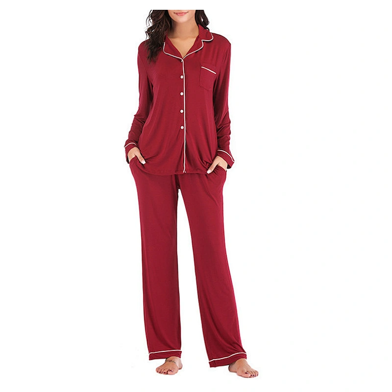 2021Amazon Pajamas for Women Lounge Set Cotton Sleepwear Comfy Soft Long Button Down Lingerie Cotton Nightwear