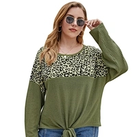 Amazon top seller Women Plus Size Leopard Print Knitwear Sweater Tops Long Sleeve Pullover Shirts