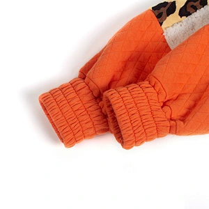 Womens Fuzzy Long Plush Sweatshirt Hem Belted Quarter Zip Leopard Print Sherpa Fleece Pullover