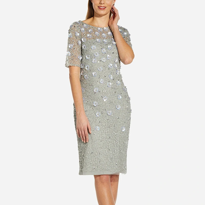 2021 New Arrival Beaded Cocktail Dress In Blue Mist  Ladies Dresses Elegant Evening Dress