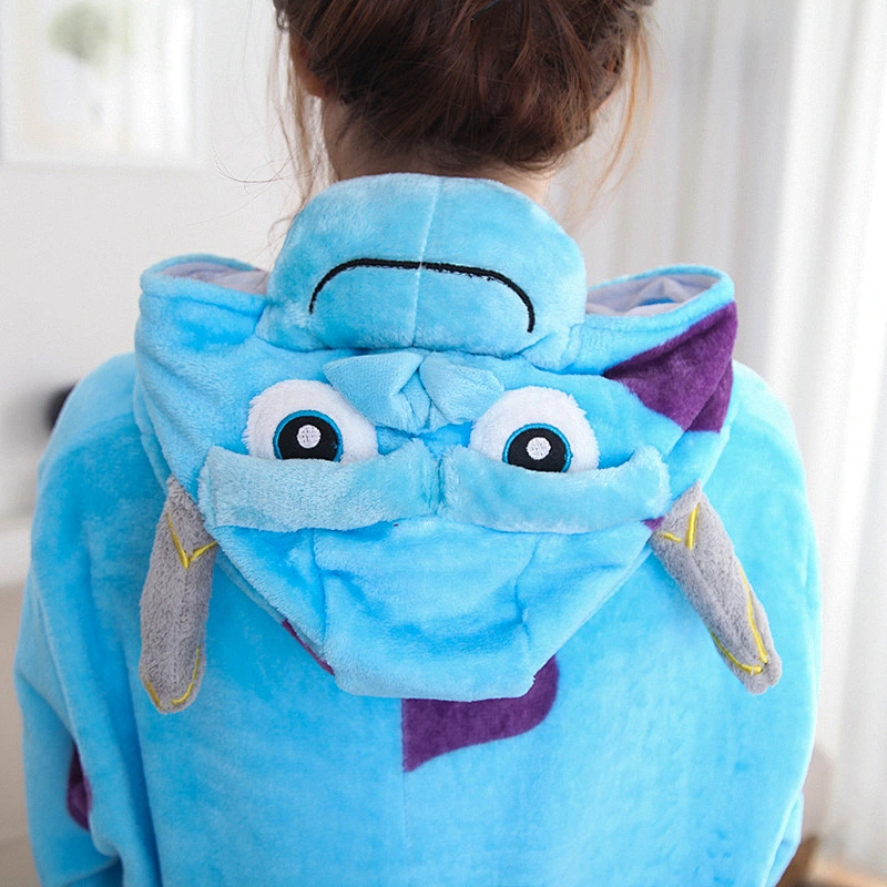 2021Amazon pajamas blue cattle  lovers animal pajamas coral velvet  eazy toilet winter pajamas