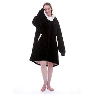 Custom Hoodie Blanket Sweatshirt Oversize Wearable Sherpa Zip-up Blanket Huggle Hoodie