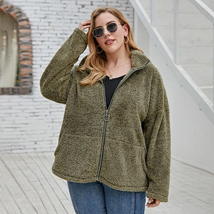 Amazon Hot Womens Fuzzy Plus Size Full Zipper Sherpa Polar Fleece Hoodies Pullover with Kangaroo Pocket