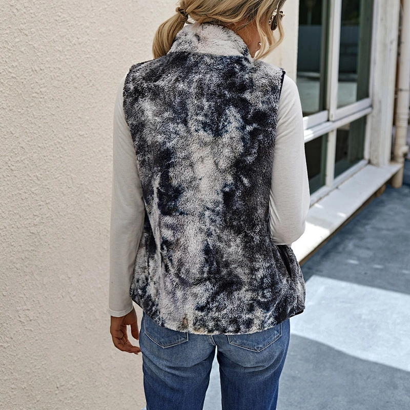 Custom design Women Sleeveless Jacket Outwear Full Zipper Patchwork Sherpa Fleece Vest