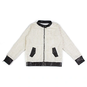 Womens Luxury Faux Fur Winter Jacket Coat Round Leather Collar Full Zip Up top with pocket Sherpa Fleece Jacket