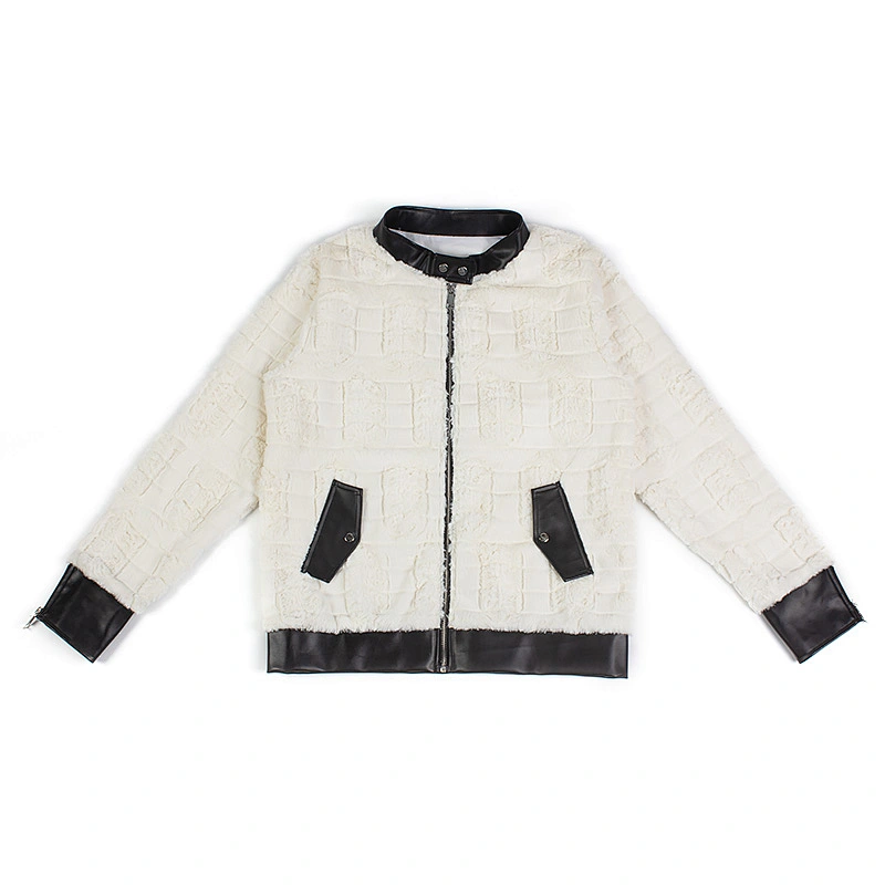 Womens Luxury Faux Fur Winter Jacket Coat Round Leather Collar Full Zip Up top with pocket Sherpa Fleece Jacket
