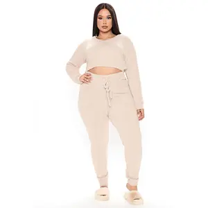 2021Amazon Women Pajamas Set Cozy Fuzzy Legging Set Taupe