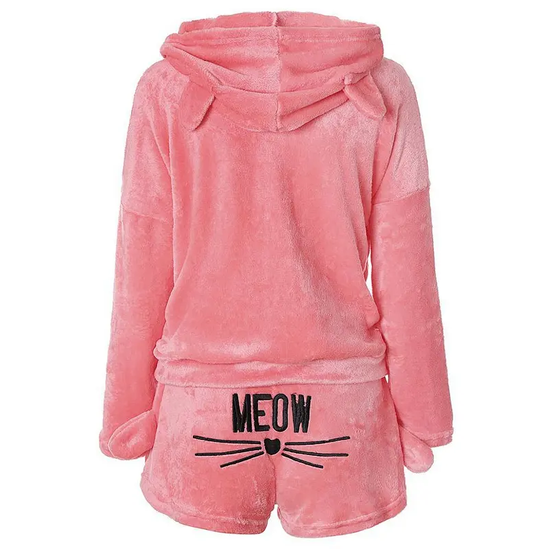 2021 Amazon winter pajamas   Autumn pajamas Home Clothing Cat Embroidery Flannel