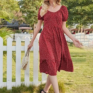 2021 New Arrival Polka Dot Ruffle Hem A-line Dress Street Style Dress