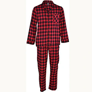 2021 new men pajamas  100% cotton pajamas  flannel plaid pajama  set top and pant set