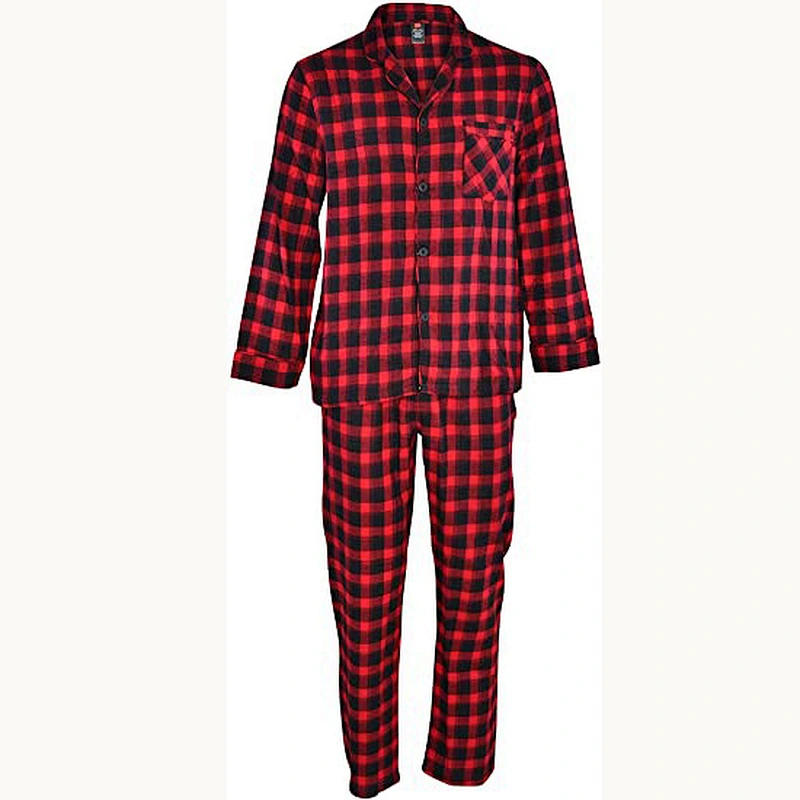 2021 new men pajamas  100% cotton pajamas  flannel plaid pajama  set top and pant set