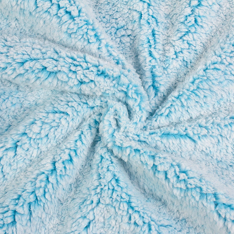 Women's Fuzzy Long Sleeve Sky Blue Color Sweatshirt Button Stand Collar Sherpa Fleece Pullover