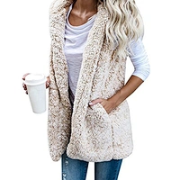 Winter Warm Vest Women Hoodie Casual Coat Faux Fur Sherpa Jacket