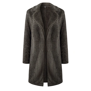 Women's Winter Warm Fuzzy Fleece Lapel Open Front Long Cardigan Coat Faux Fur Outwear Pullover
