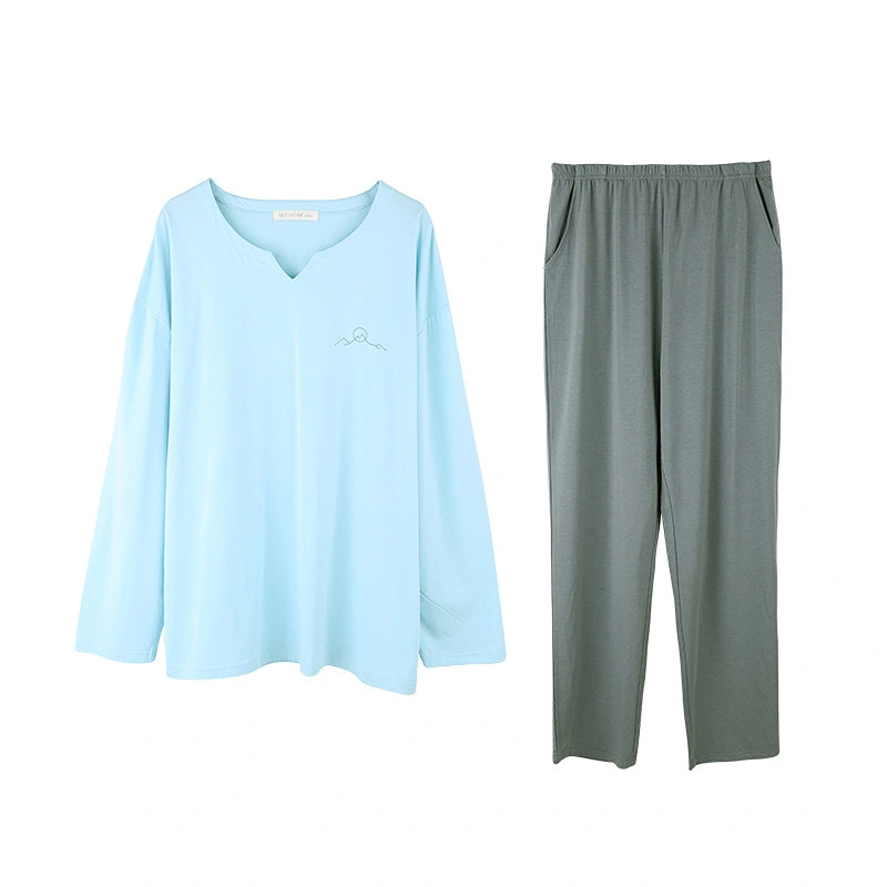 2021 new men pajamas bamboo cotton pajamas casual wear home pajamas set