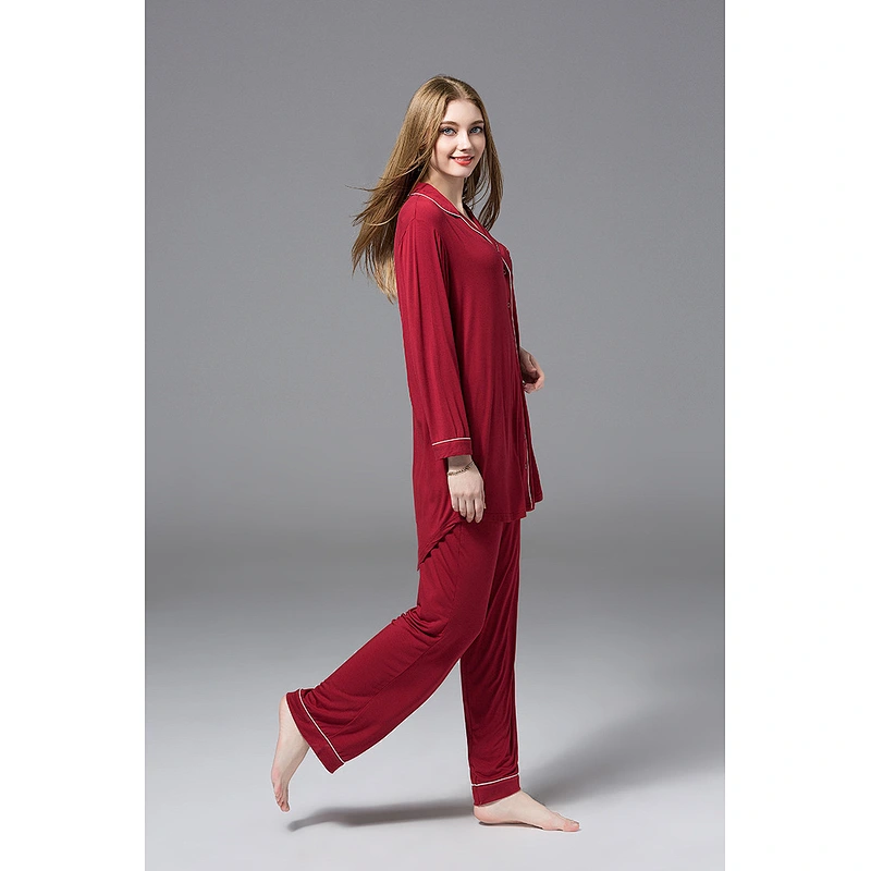 2021Amazon autumn winter pajamas women pajamas cotton pajamas sleepwear comfy soft long button down