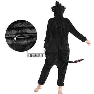 2021 new wholesale onesie pajamas  flannel cartoon dragon eazy toilet style men and women homewear