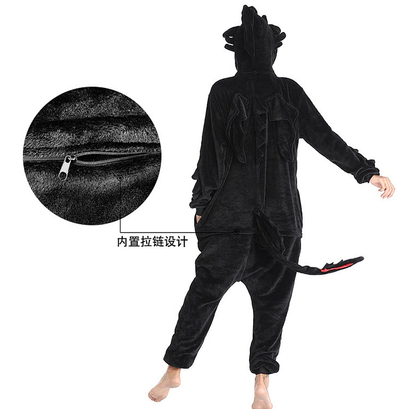 2021 new wholesale onesie pajamas  flannel cartoon dragon eazy toilet style men and women homewear