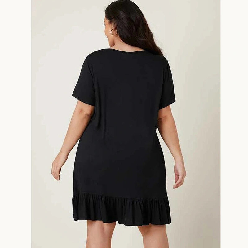 2021 New BASICS Plus Ruffle Hem Smock Dress