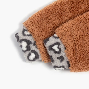 Custom Kangaroo Pocket Winter Warm Wool Teddy Bear Coat Stand Collar Cow Print Sherpa Fleece Sweatshirt