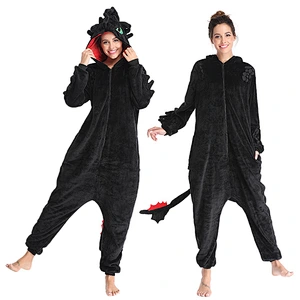 2021 new wholesale onesie pajamas  flannel cartoon dragon eazy toilet style men and women homewear