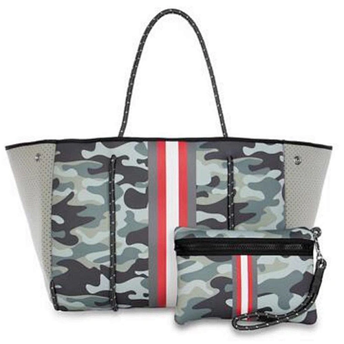 2021 Camo neoprene Bag women hole beach Gym bag large capacity big tote bag with small pouch