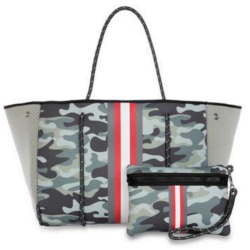 2021 Camo neoprene Bag women hole beach Gym bag large capacity big tote bag with small pouch
