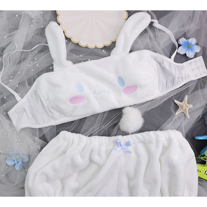 2021 New Puppy Bunny Ears Plush Embroidery Detachable Fuzzy Ball Pajamas Set
