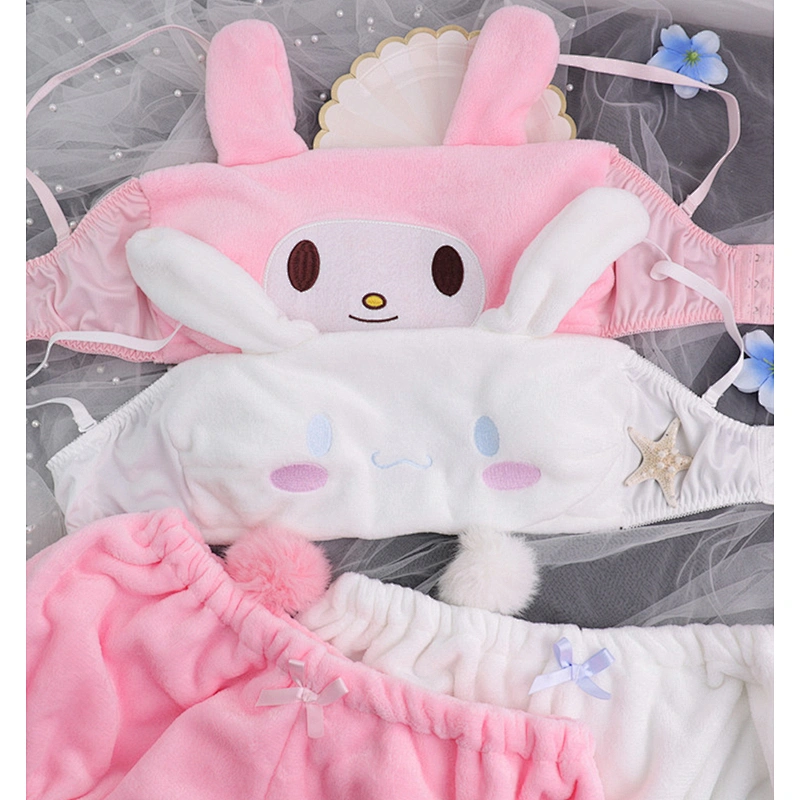 2021 New Puppy Bunny Ears Plush Embroidery Detachable Fuzzy Ball Pajamas Set