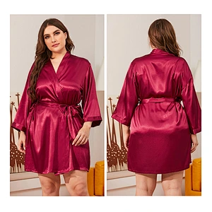 2021 New Arrivel Ice Silk Robe Satin Silk Plus size Robe Casual Robe