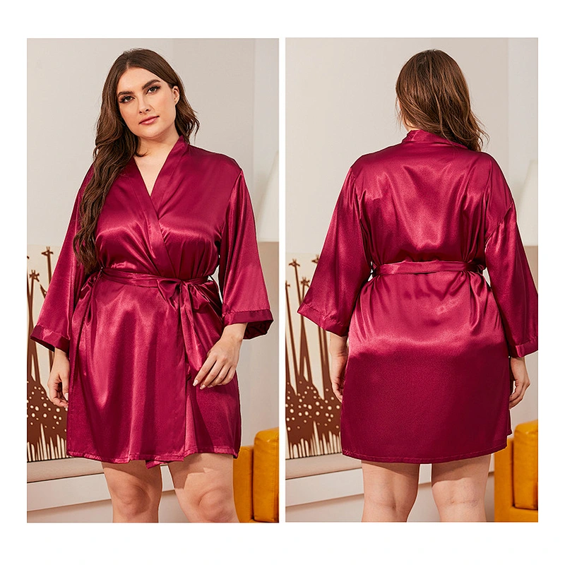 2021 New Arrivel Ice Silk Robe Satin Silk Plus size Robe Casual Robe