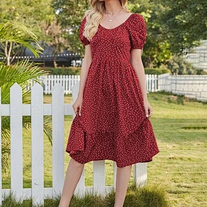 2021 New Arrival Polka Dot Ruffle Hem A-line Dress Street Style Dress