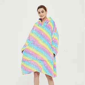 Amazon Hot Selling Comfy Soft Sweatshirt Blanket Oversize Hoodie Sherpa Fleece TV Blanket with Kangaroo Pocket