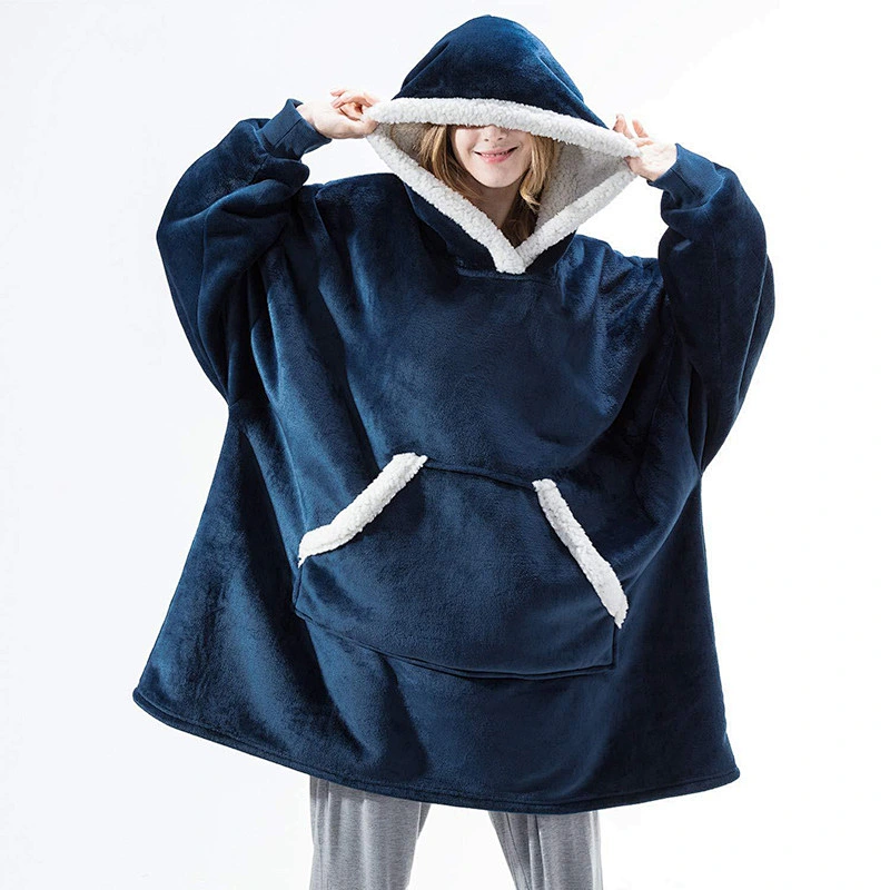 Amazon Top Seller Oversize Blanket Sweatshirt Unisex Sherpa Fleece Hoodie Blanket with Kangaroo Pocket