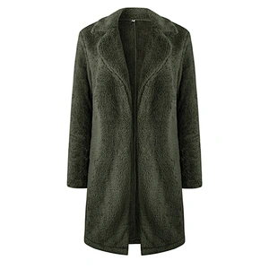 Women's Winter Warm Fuzzy Fleece Lapel Open Front Long Cardigan Coat Faux Fur Outwear Pullover
