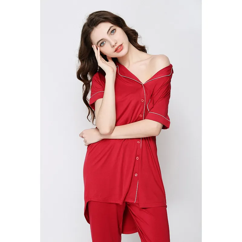 2021Amazon autumn winter pajamas women pajamas cotton pajamas sleepwear comfy soft long button down