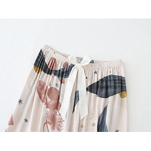 2021new pajamas for women spring summer cotton silk suit short sleeves long trousers  large size casual wear