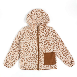 Unisex Fuzzy Wool Teddy Coat Full Zip Leopard Print Sherpa Fleece Hoodies