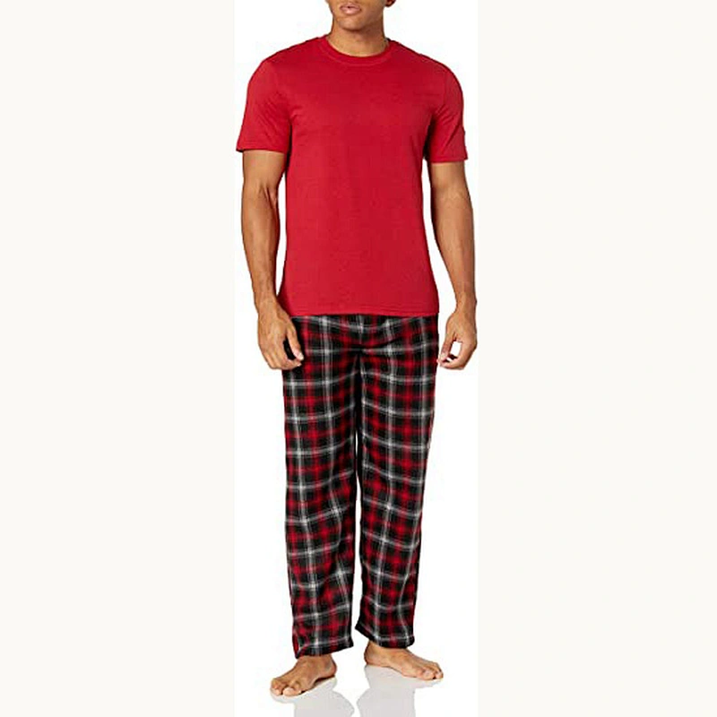 2021Amazon Men Pajamas Knit Fleece Pant and Jersey Top Pajama Set