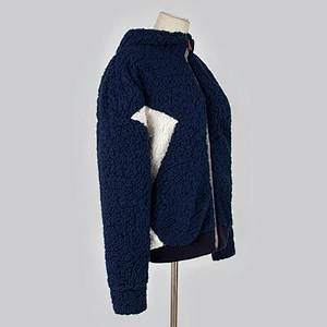Womens and Mens Fuzzy Wool Hooded Jacket Teddy Coat, Full Zipper Patchwork Pattern Sherpa Fleece Hoodies Pullover