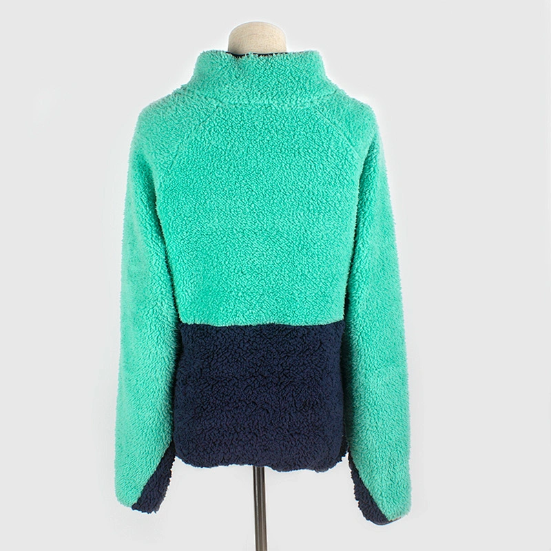 Custom Logo Fuzzy Wool Sweatershirt Quarter Zip Stand Collar Sherpa Fleece Pullover