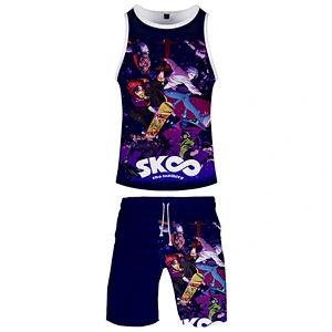 2021new Sk8 The Infinity Skateboard Men's Summer Vest + Shorts Sportsuit