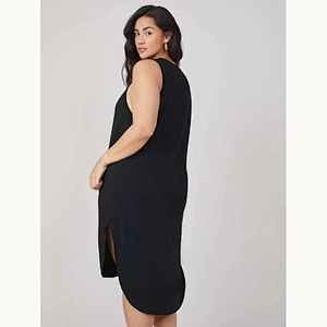2021 New BASICS Plus Split Hem Solid Tank Dress