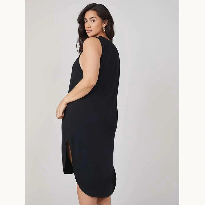 2021 New BASICS Plus Split Hem Solid Tank Dress