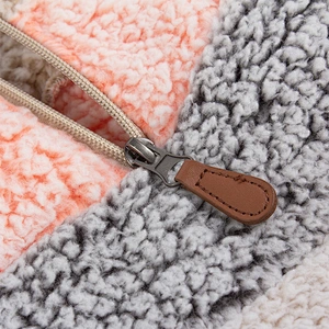 Direct Factory Unisex Winter Warm Teddy Coat Fluffy Quarter Zip Up Patchwork Sherpa Fleece Sweatshirt Pullover
