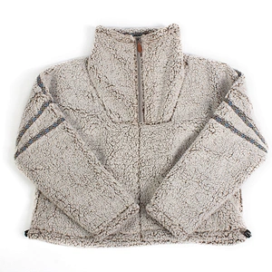 Womens Fuzzy Long Plush Teddy Sweatshirt Two Side Pocket Half Zip Sherpa Fleece Pullover