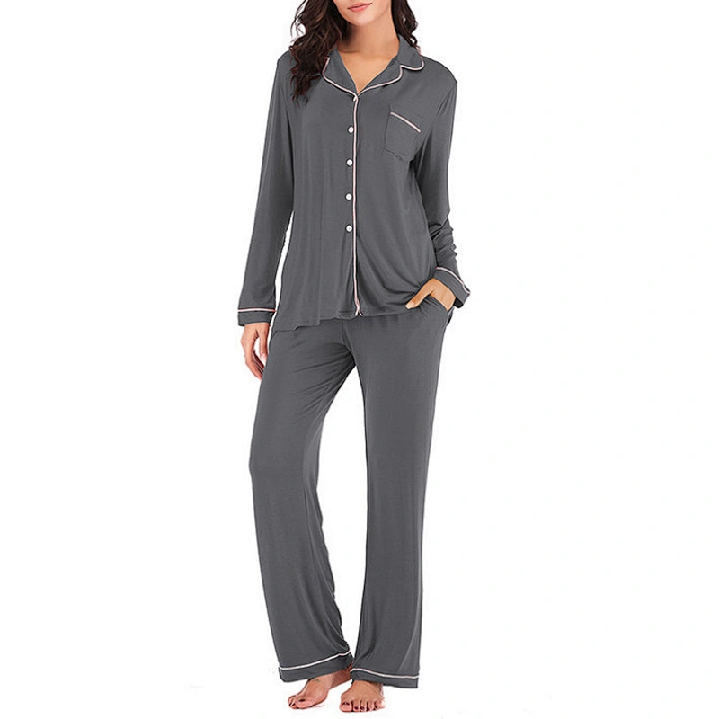2021Amazon Pajamas for Women Lounge Set Cotton Sleepwear Comfy Soft Long Button Down Lingerie Cotton Nightwear