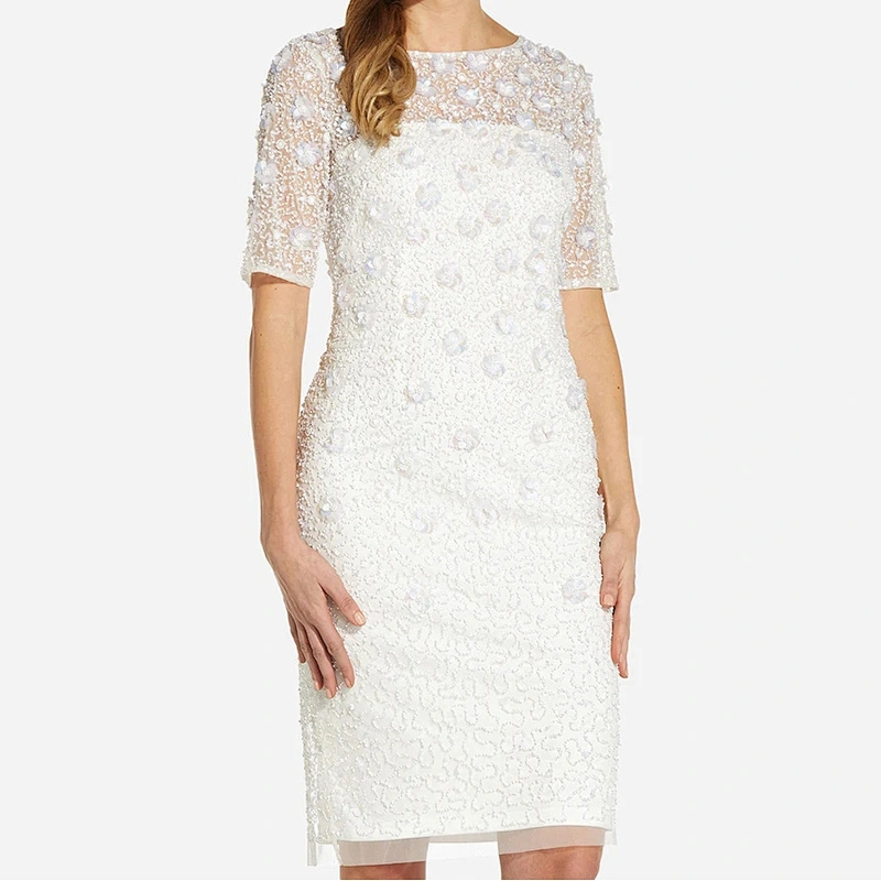 2021 New Arrival  EVENING DRESS BEADED COCKTAIL DRESS IN IVORY CLUB DRESS