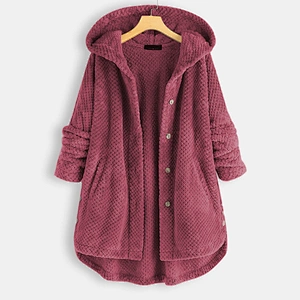 2021 Womens Hooded Sweatshirt Asymmetric Pineapple Sherpa Button Hoodies Pullover