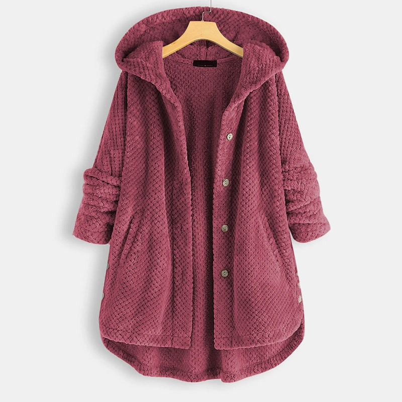 2021 Womens Hooded Sweatshirt Asymmetric Pineapple Sherpa Button Hoodies Pullover